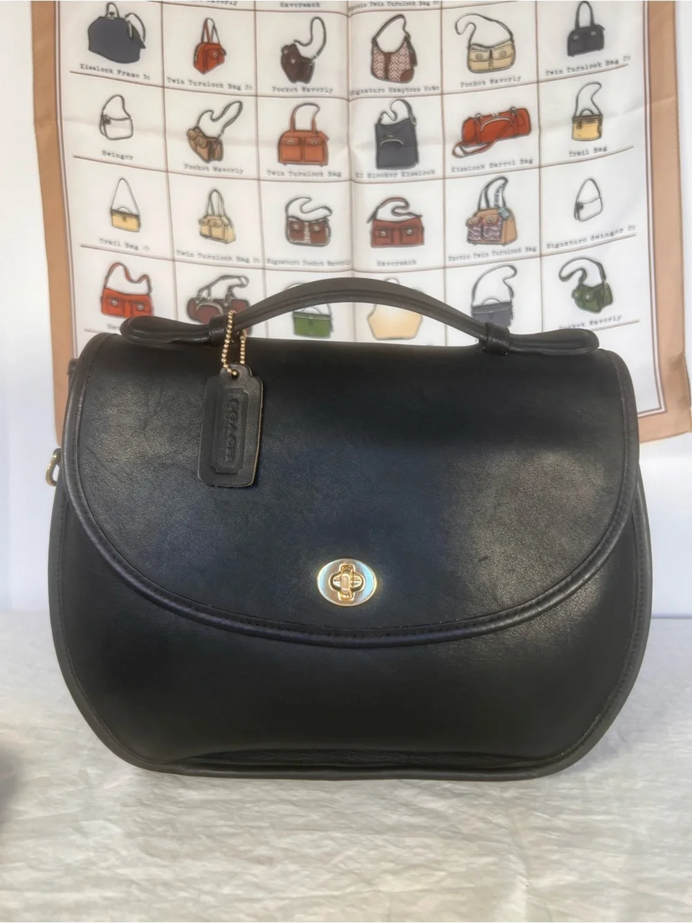 Vintage Coach Black Leather Plaza Bag
